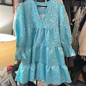 Pomander Place - Blue Daisy Jacquard Kenzo Dress - xxxl